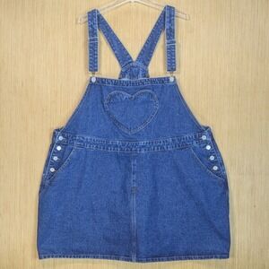 Shiny by Nature Denim Heart Pocket Overalls Dress Cute Women's 3XL Blue Jean
